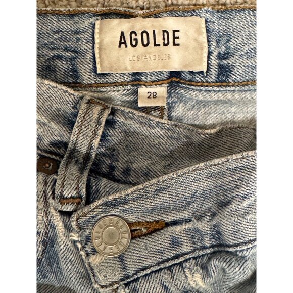 Agolde Arc Criss Cross Distressed Holes Jeans Denim Size 28 Wide Loose Baggy - Picture 6 of 14